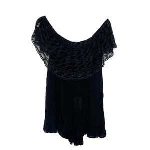 Kimchi Blue Urban Outfitters Sail Away Romper Black Lace Ruffle Open Back Sz XS